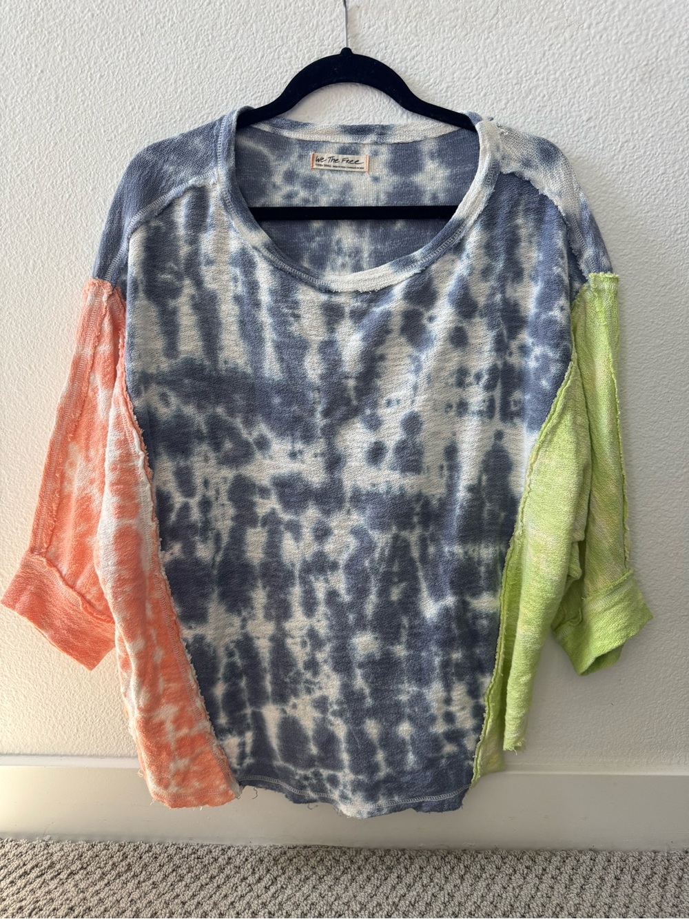 We The Free by Free People tie-dye colorblock slouchy, relaxed top